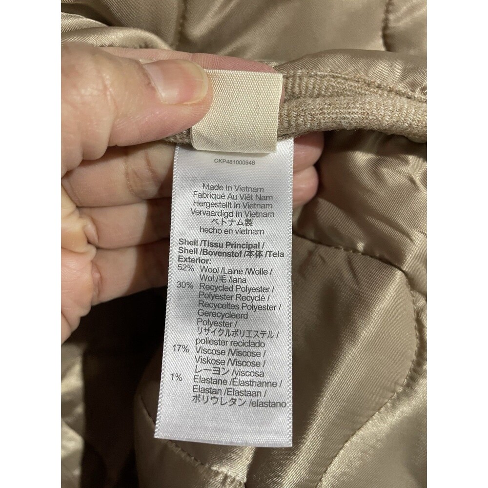 Madewell Quilted Oversized Wool Bomber Jacket Small Tan Chore Barn Minimalist - Picture 6 of 14